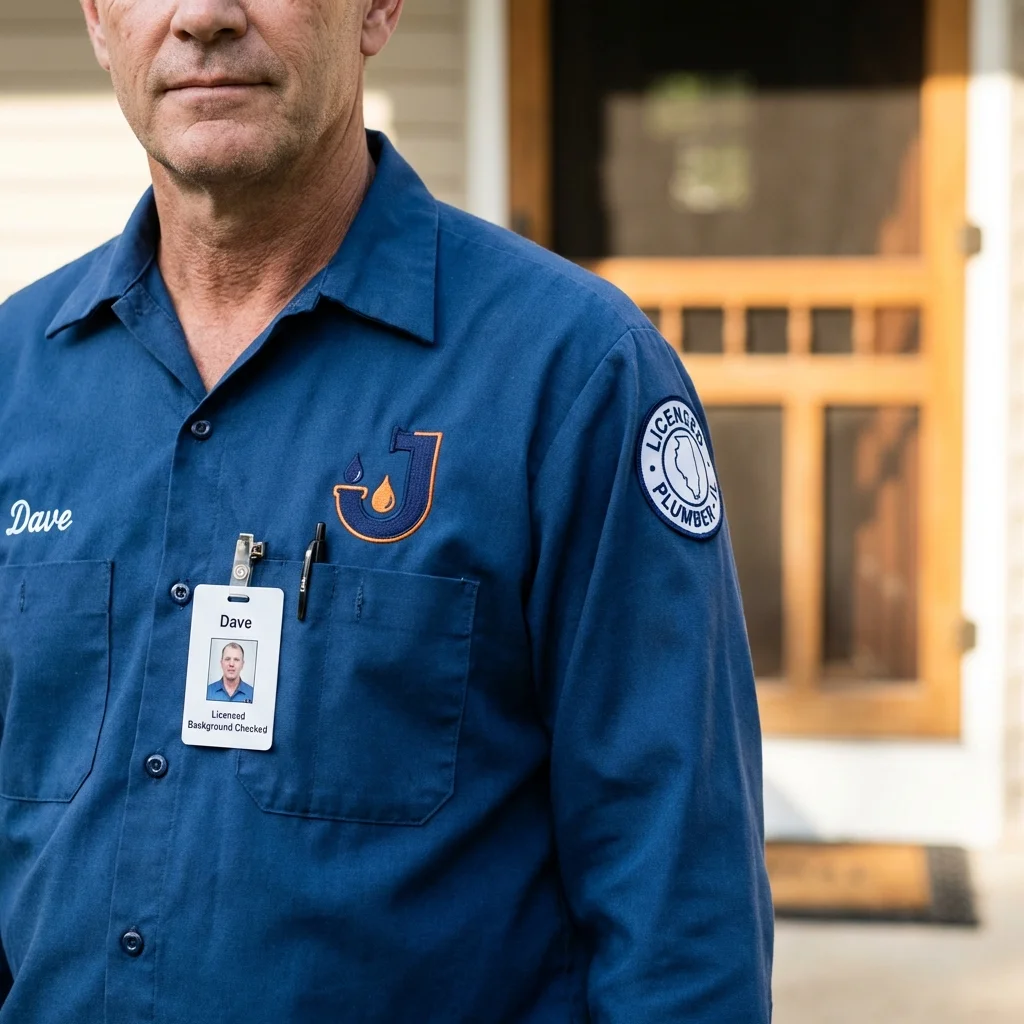 Licensed plumber showing ID badge in Henryetta, OK