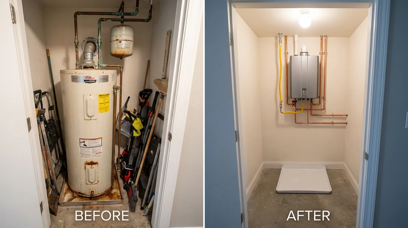 Tank water heater versus wall-mounted tankless unit comparison for Henryetta, OK homeowners