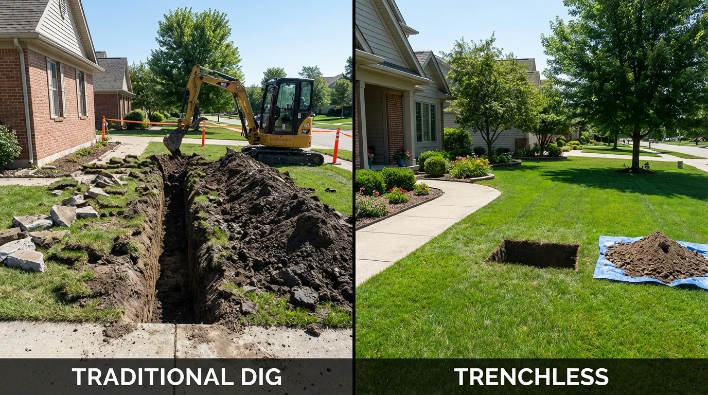 Trenchless sewer repair with minimal yard damage versus traditional excavation in Henryetta, OK